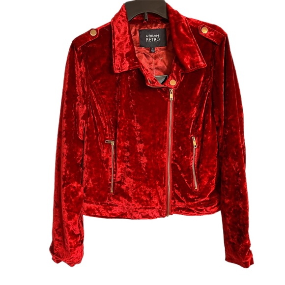 Urban Retro Crushed Velvet Jacket - Picture 1 of 12